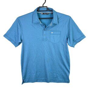 Mens Travis Mathew Pima Cotton Blend Blue Polo Shirt Short Sleeve Size L